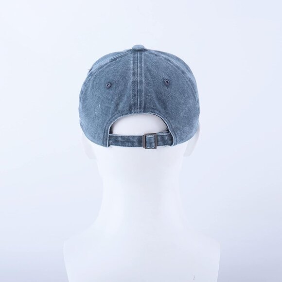 Unisex Washed-denim Blue Baseball Cap Cotton Fits Washed Denim Adjustable Hat - Picture 5 of 7